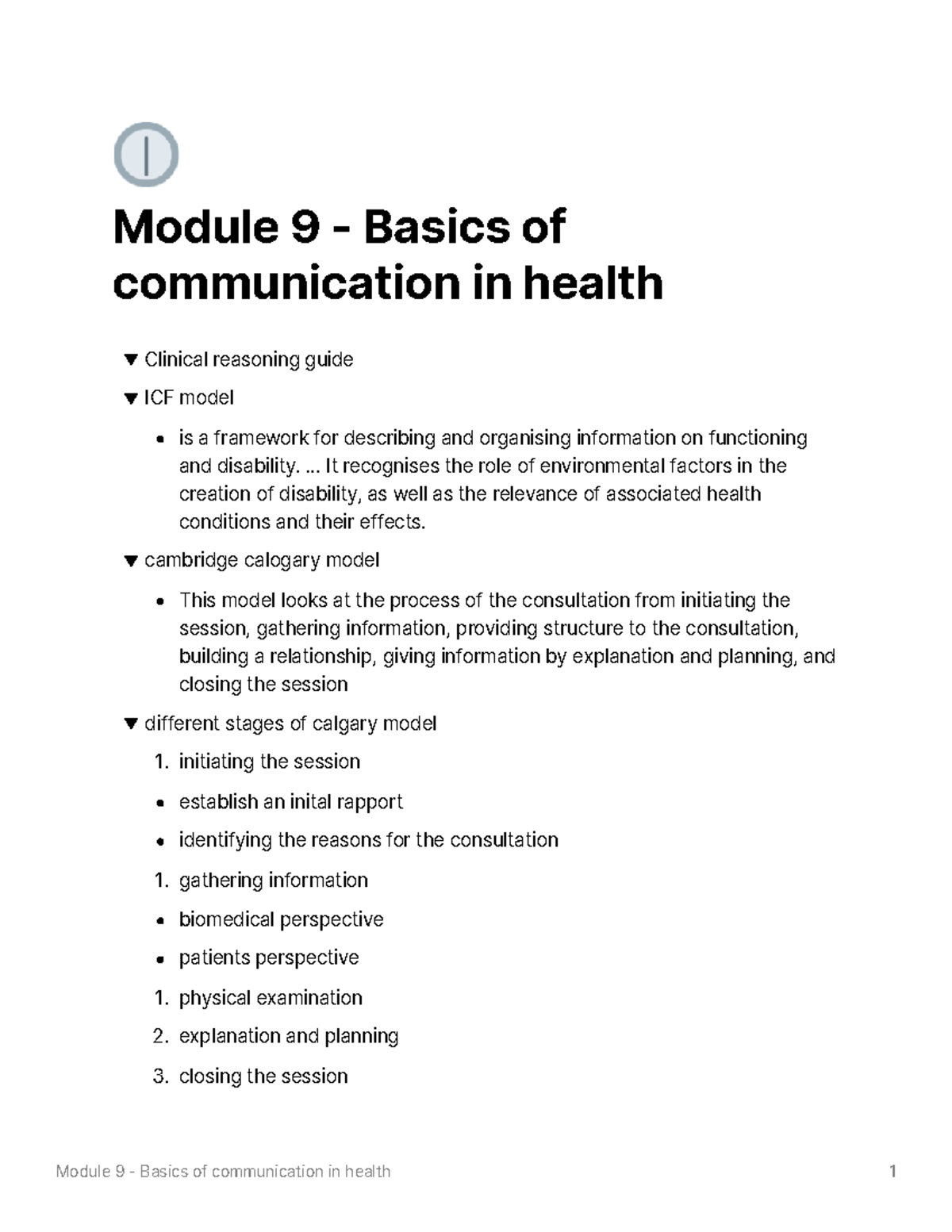Module 9 Summary Notes 2021 Module 9 Basics Of Communication In
