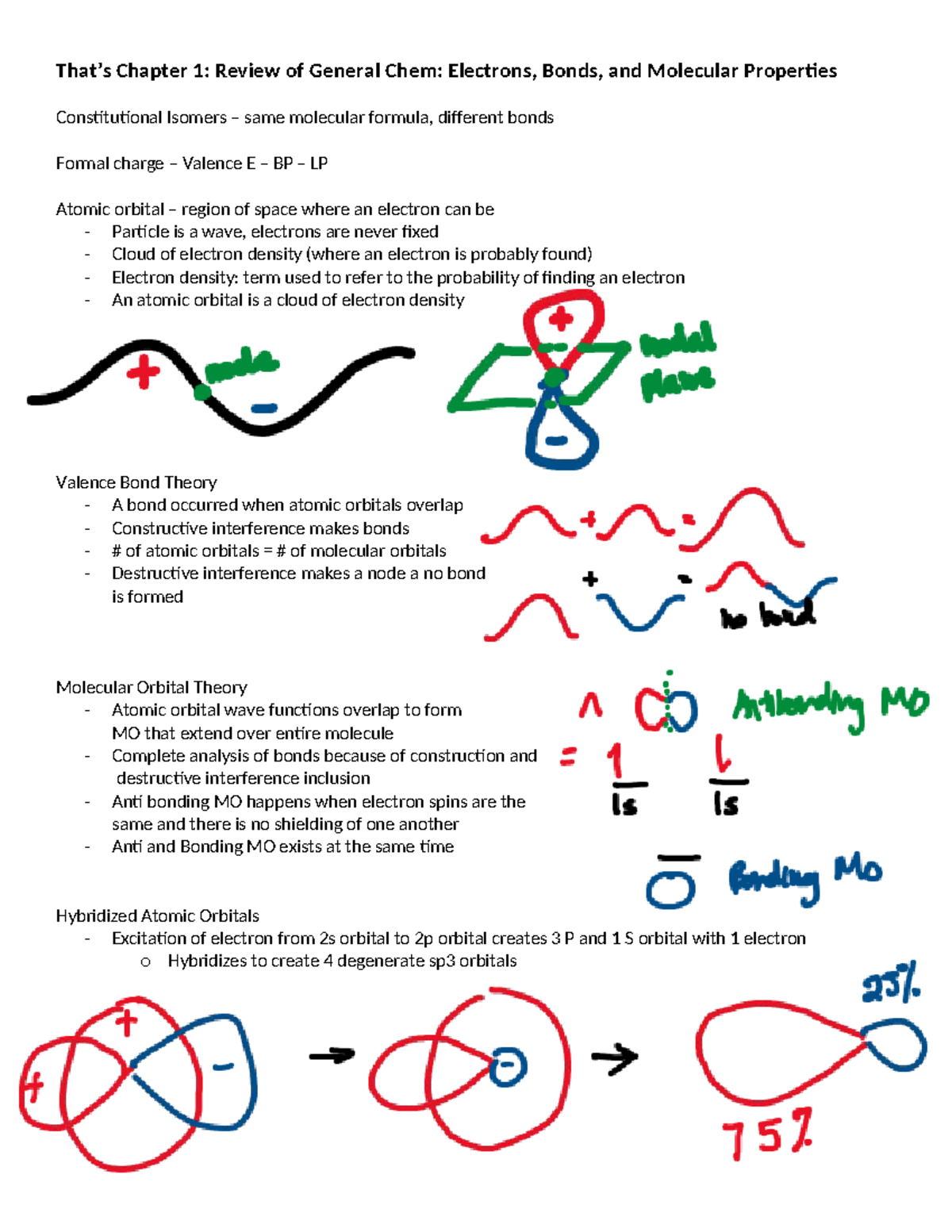 CHEM 2OA3 Notes - That’s Chapter 1: Review of General Chem: Electrons ...