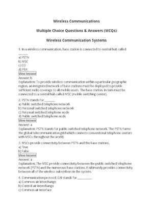 Wireless communication sample paper - Studocu