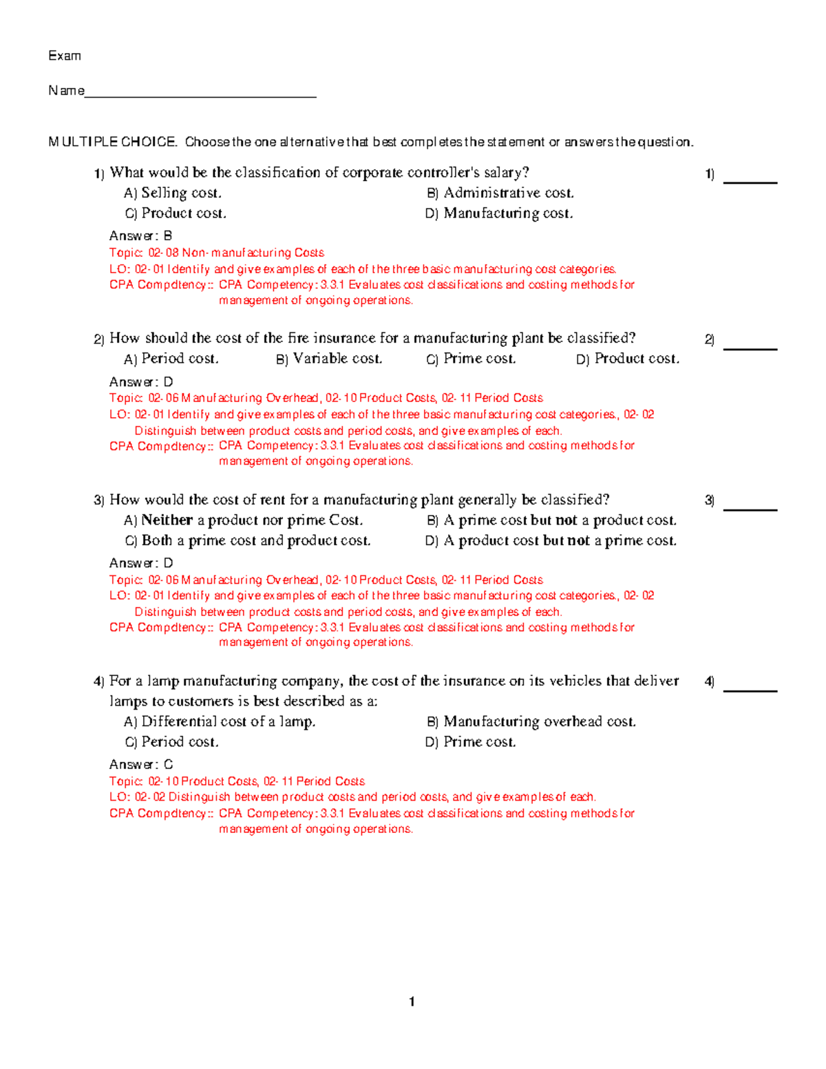 Managerial Accounting - Chapter 2 - TB - Humber College - Studocu