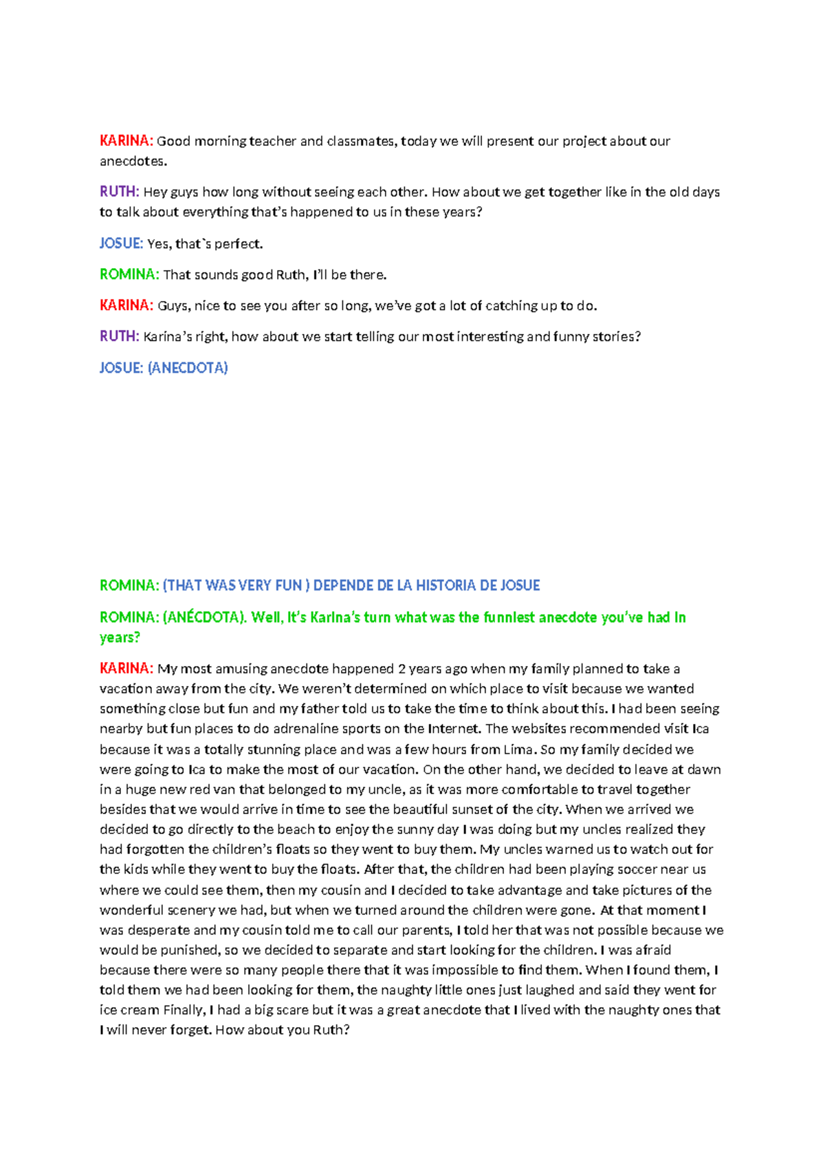 Project Intermediate 12 - KARINA: Good morning teacher and classmates ...