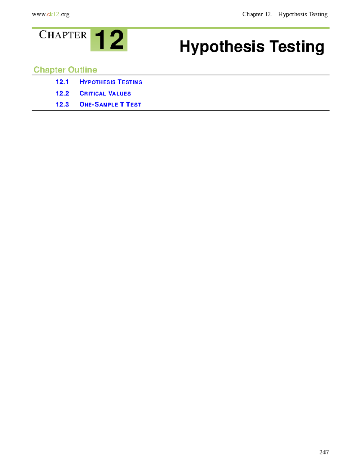 Chapter 12 - Bbm adik - ck12 Chapter 12. Hypothesis Testing CHAPTER 12 ...
