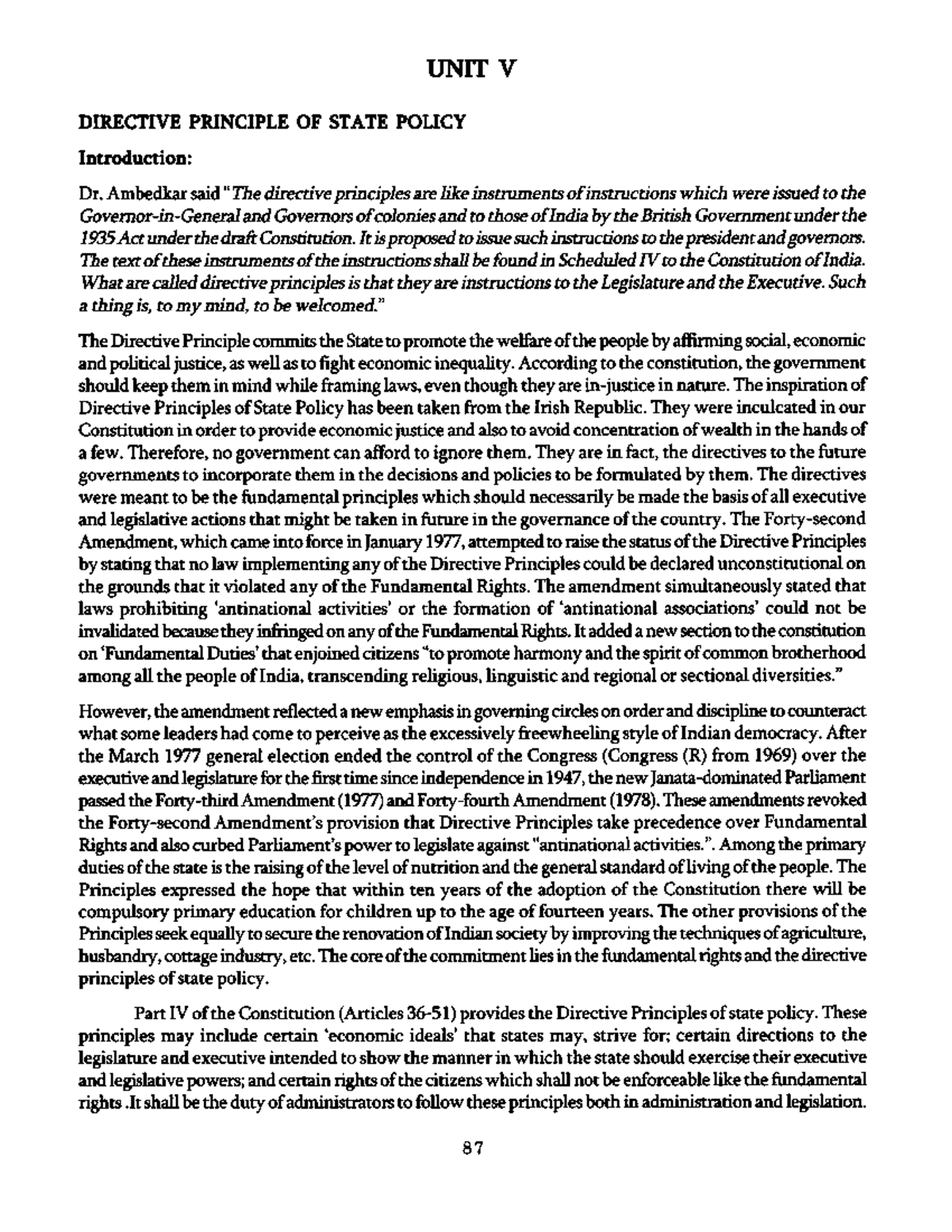 Directive Principles of State Policy - Constitutional Law - I - Studocu