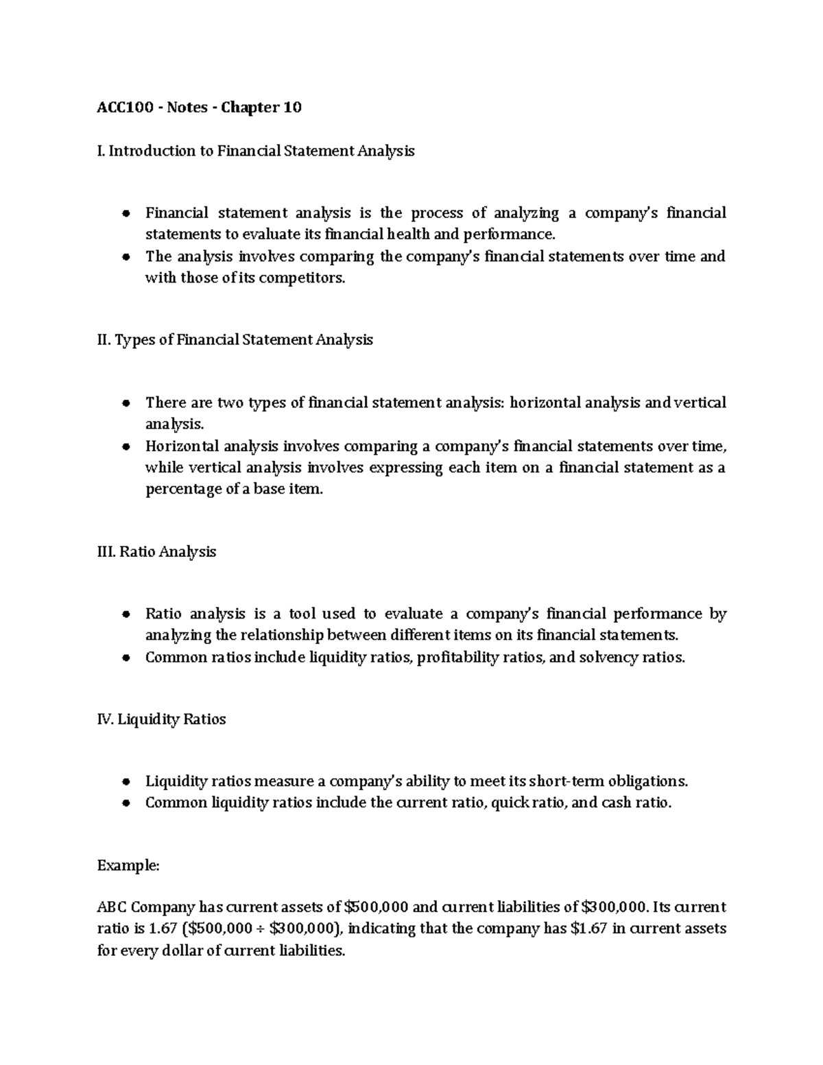 ACC100 - Notes - Chapter 10 - Introduction to Financial Statement ...