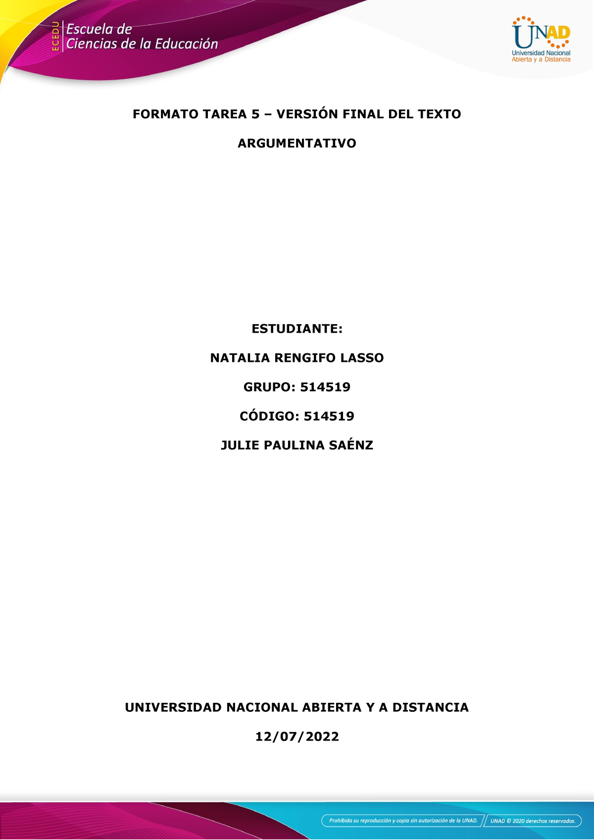 Tarea 5-Versión Final Del Texto Argumentativo - FORMATO TAREA 5 ...