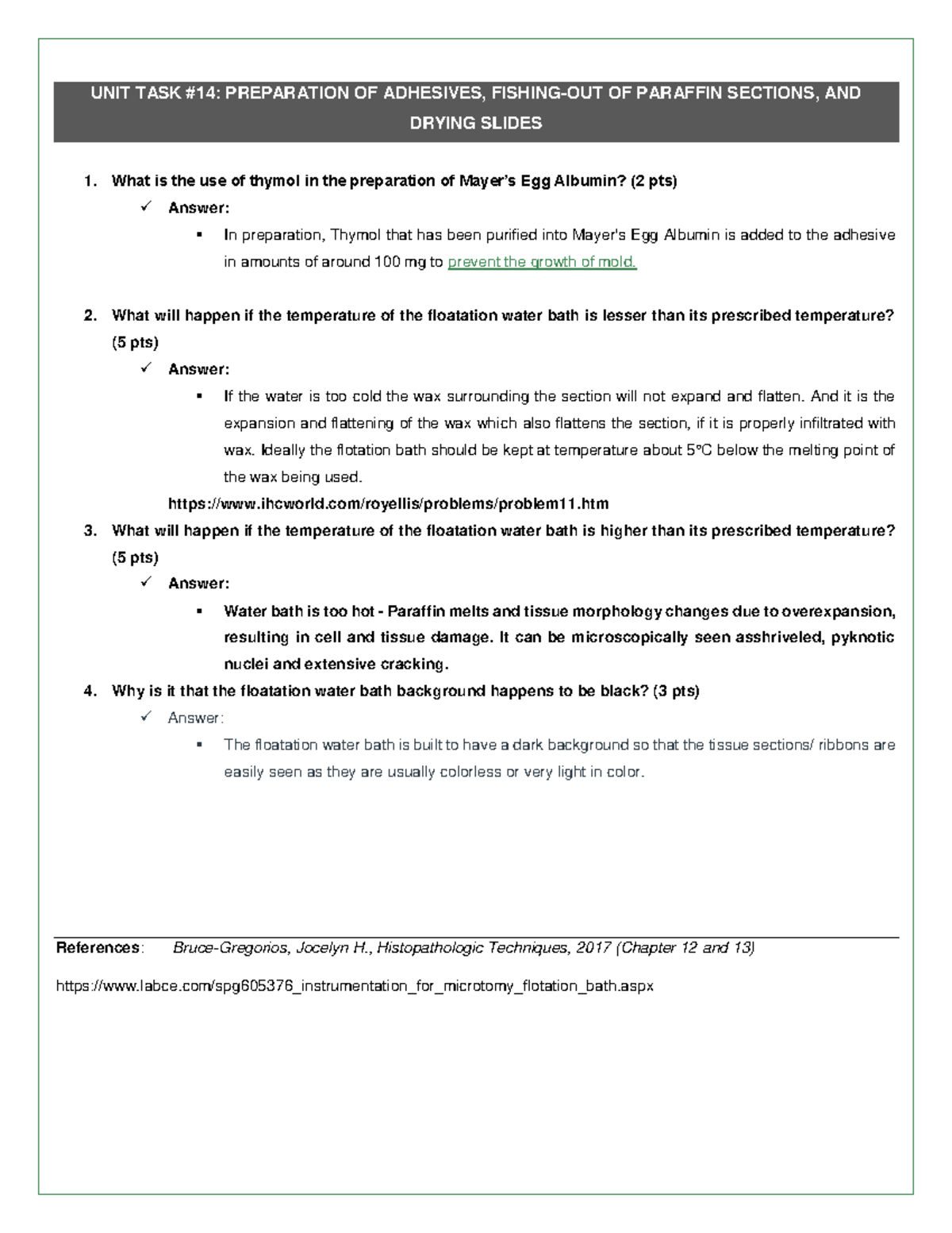 Histopayh LAB HISTIOPATH UNIT TASK 14 PREPARATION OF ADHESIVES, FISHINGOUT OF PARAFFIN