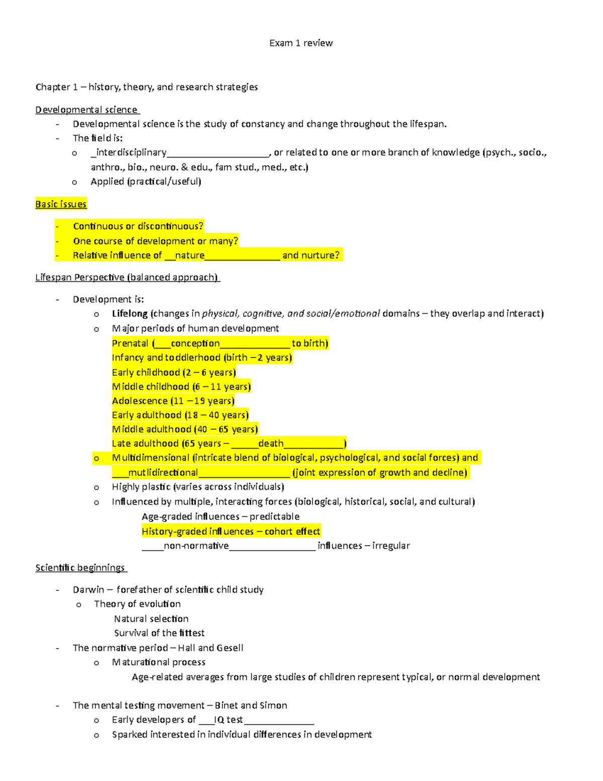 Exam 1 Review - Exam 1 Review Chapter 1 – History, Theory, And Research ...