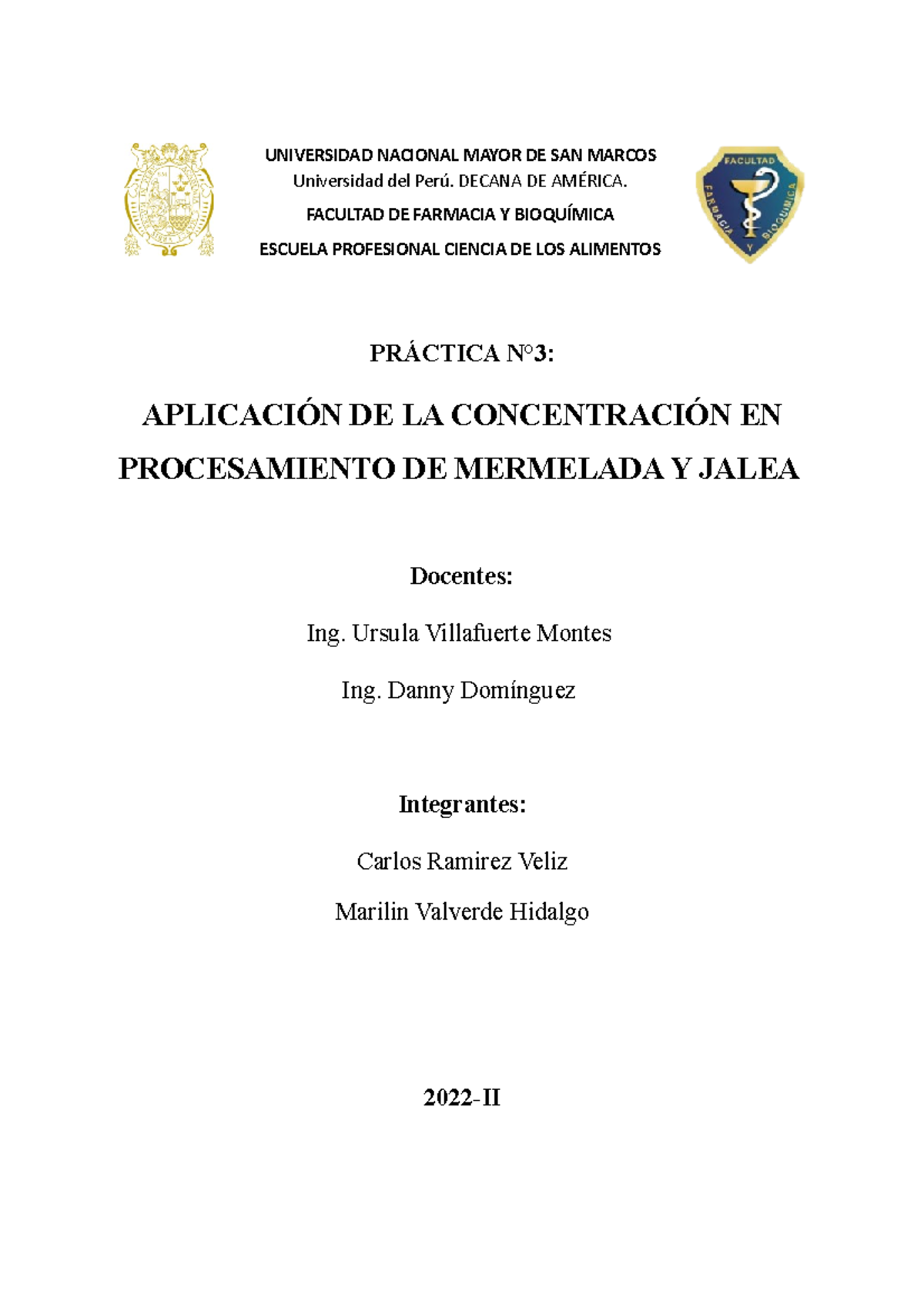 Práctica 3 Elaboración De Mermelada Universidad Nacional Mayor De San Marcos Universidad Del 5114