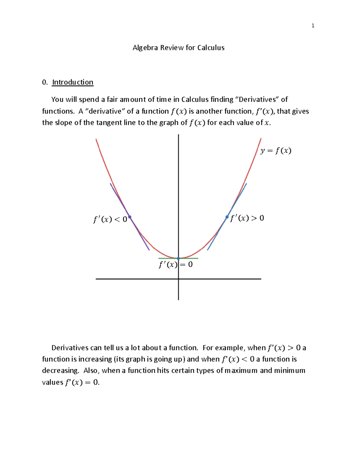 A Brief Review of Algebra for Calculus I - Algebra Review for Calculus ...