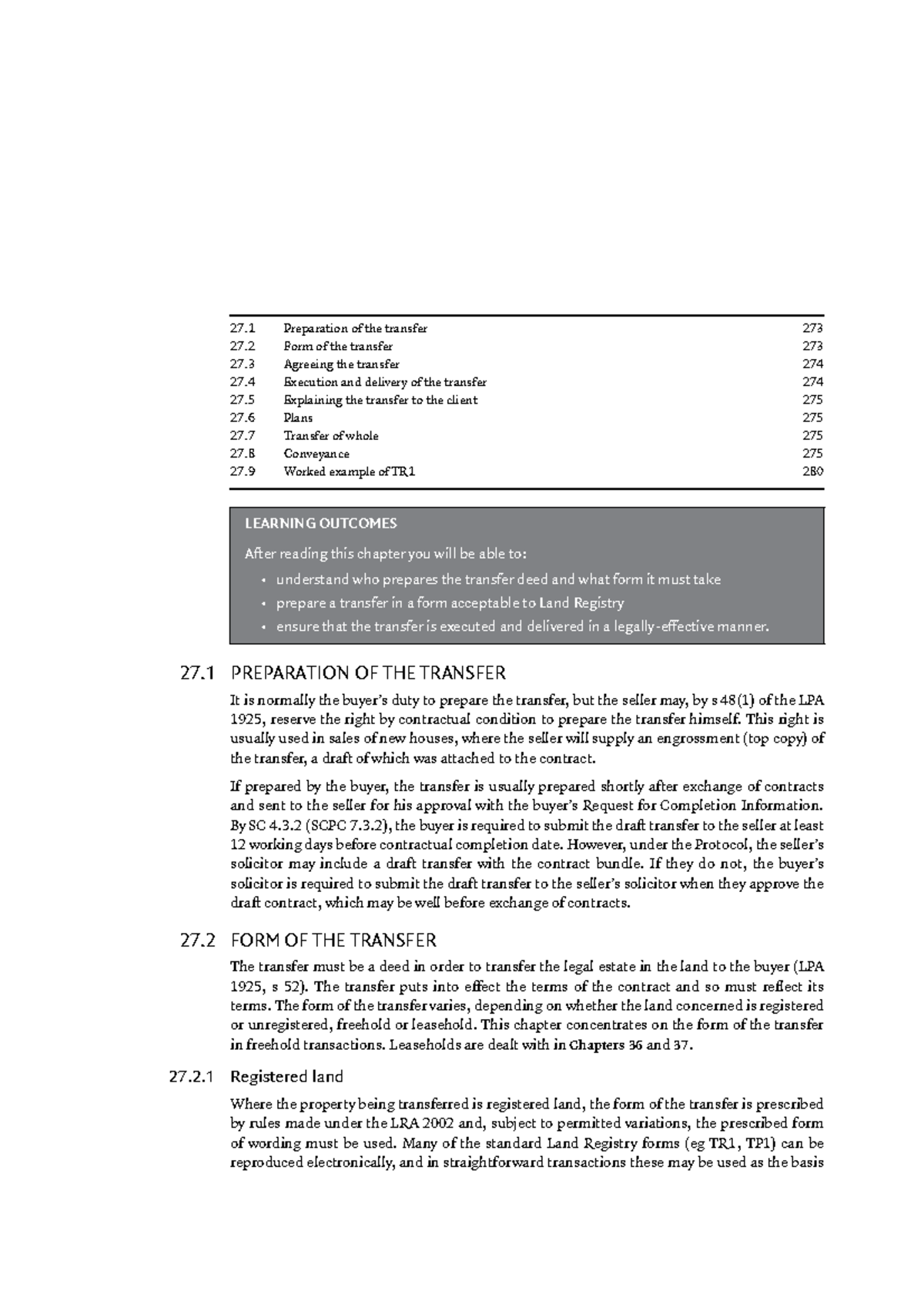 The Transfer Deed in land law - The Transfer Deed 273 C H A P T E R 2 7 ...