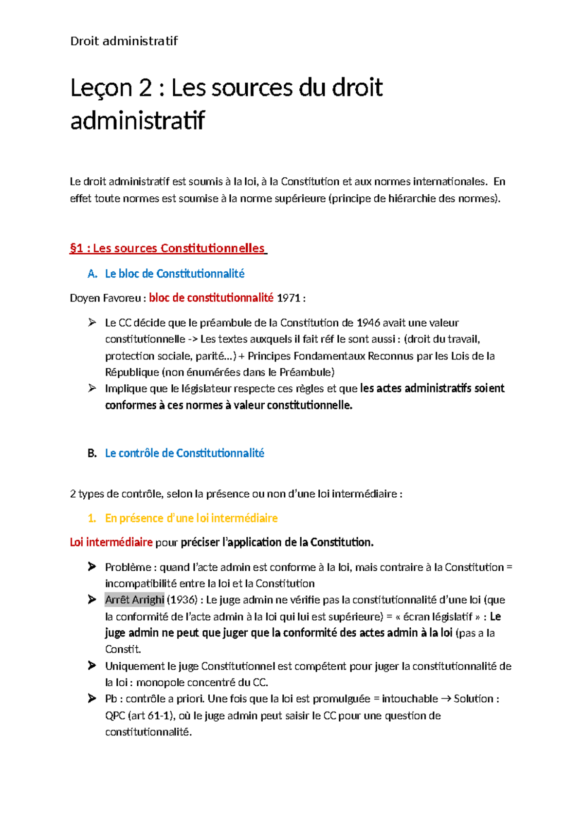 Lecon 2 DA - Leçon 2 : Les sources du droit administratif Le droit ...