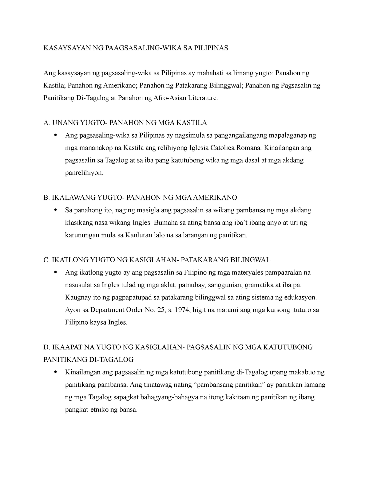 Kasaysayan NG Pagsasaling WIKA SA Pilipinas - KASAYSAYAN NG ...