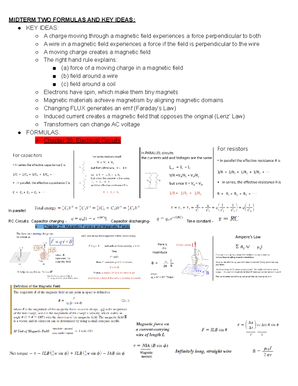 Physics 154 Midterm 2 Cramsheet Lecture Notes and Practice Problems ...