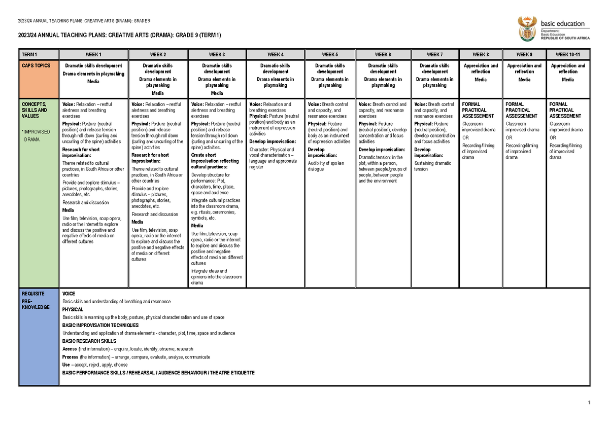 1.340 ATP 2023-24 Gr 9 CA Drama final - 2023/24 ANNUAL TEACHING PLANS ...