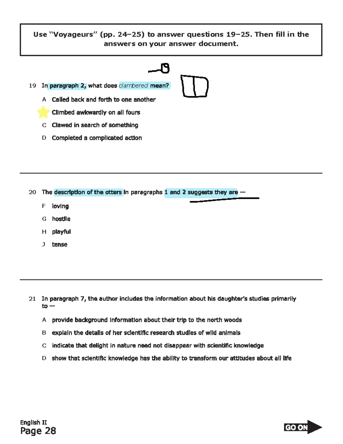 Questions only paired voyagours and animal kingdom Use “Voyageurs