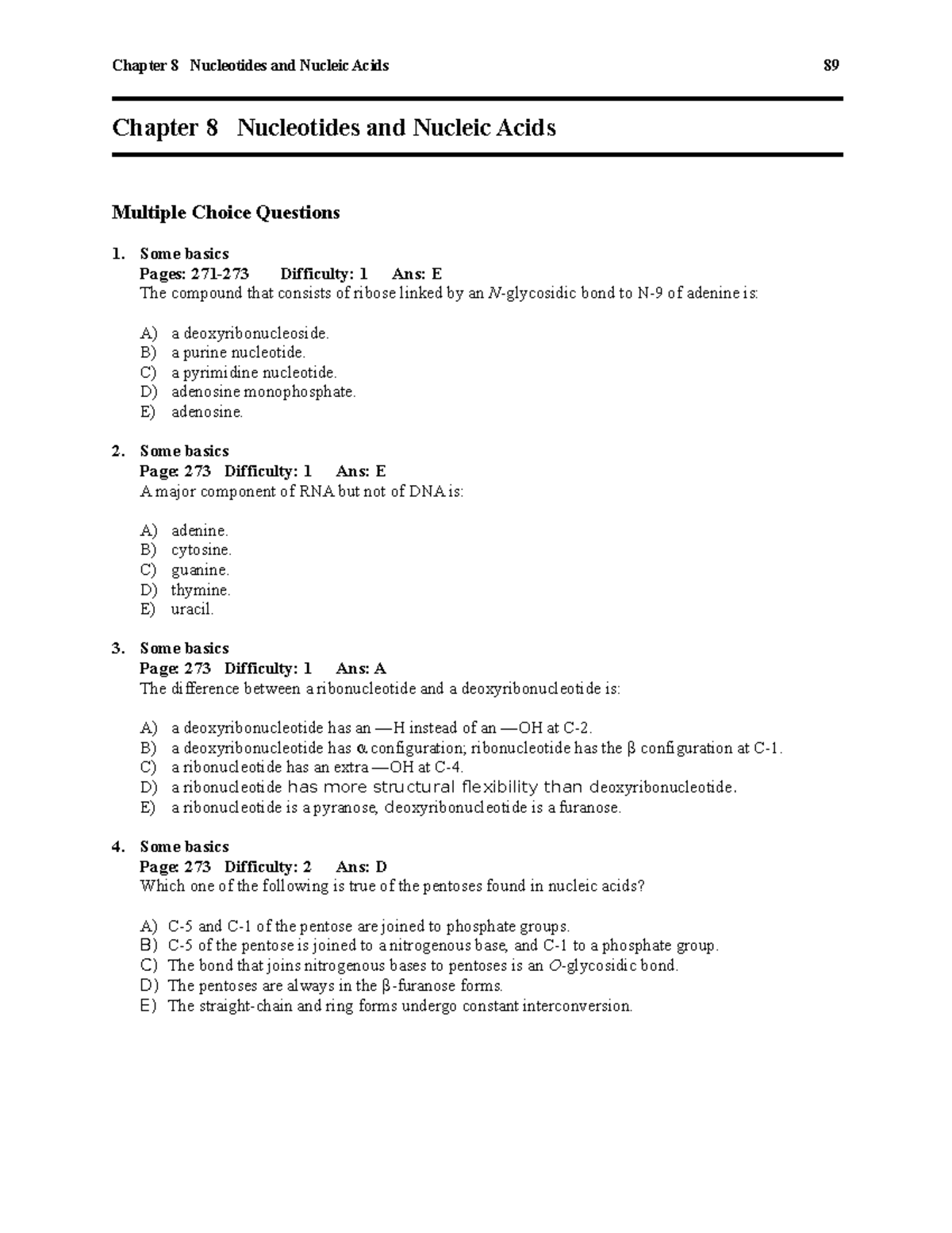 Chapter 8 - Prtacice Exam - Chapter 8 Nucleotides And Nucleic Acids ...