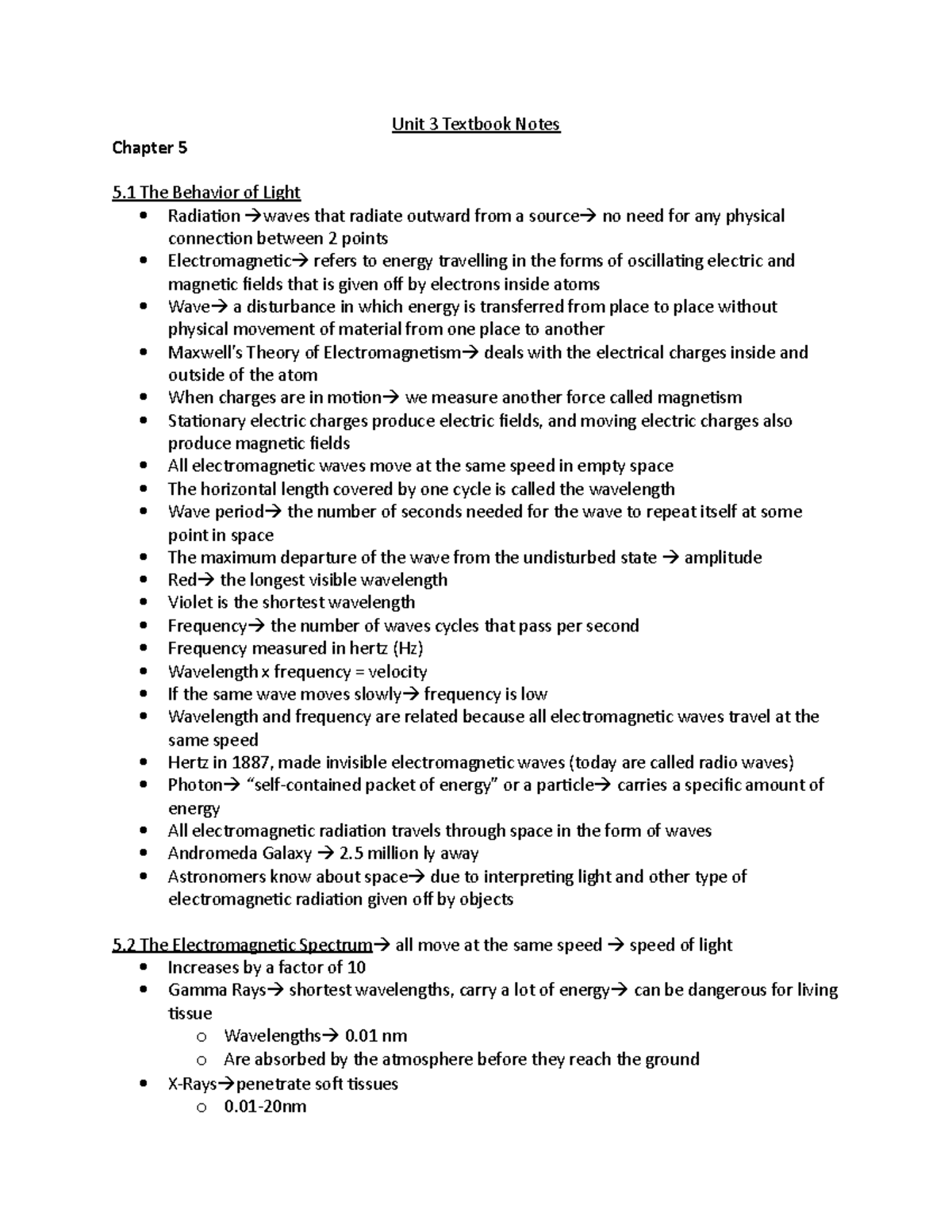 Unit 3 Textbook Notes - Chapter 5 Unit 3 Textbook Notes 5 The Behavior ...