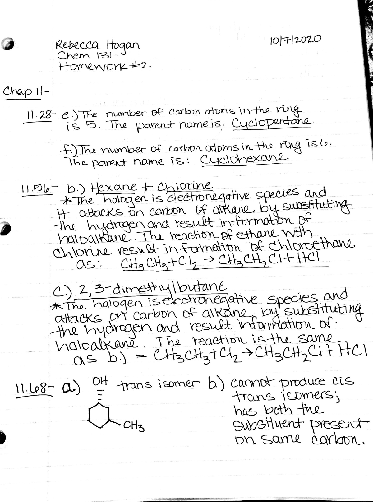 Homework 2chem131 - CHEM 131 - Studocu