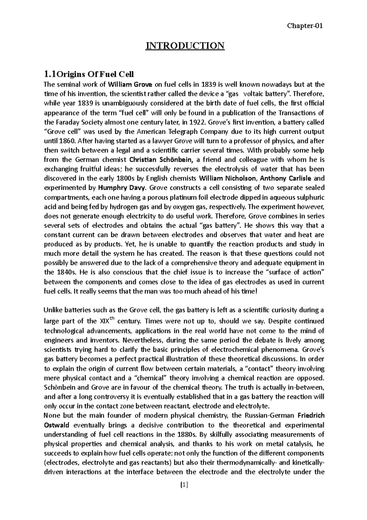 Fuel Cell Seminar Report - Chapter- INTRODUCTION 1 Of Fuel Cell The ...