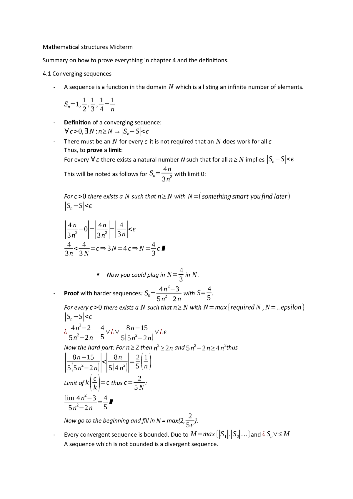 Mathematical Structures Midterm Chapter 4 Studeersnel