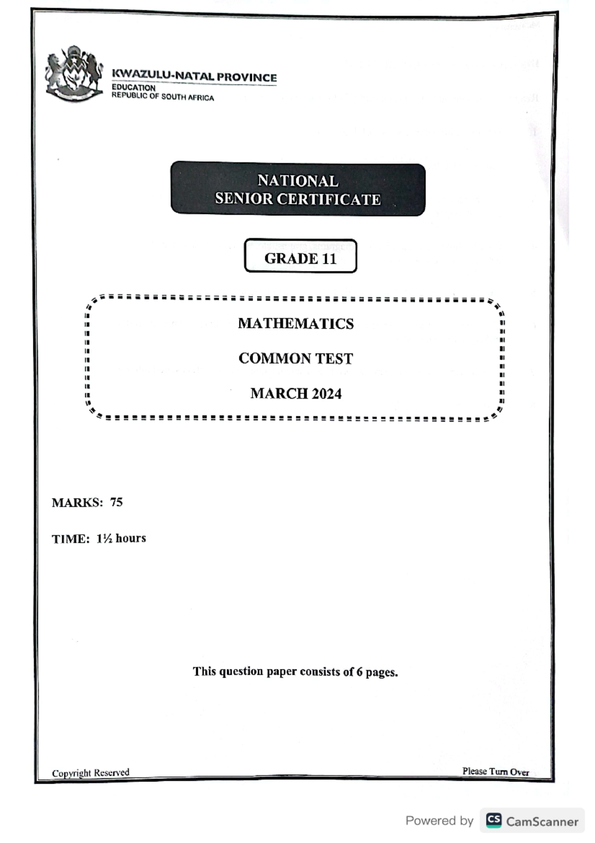 Grade 11 March 2024 - Studocu
