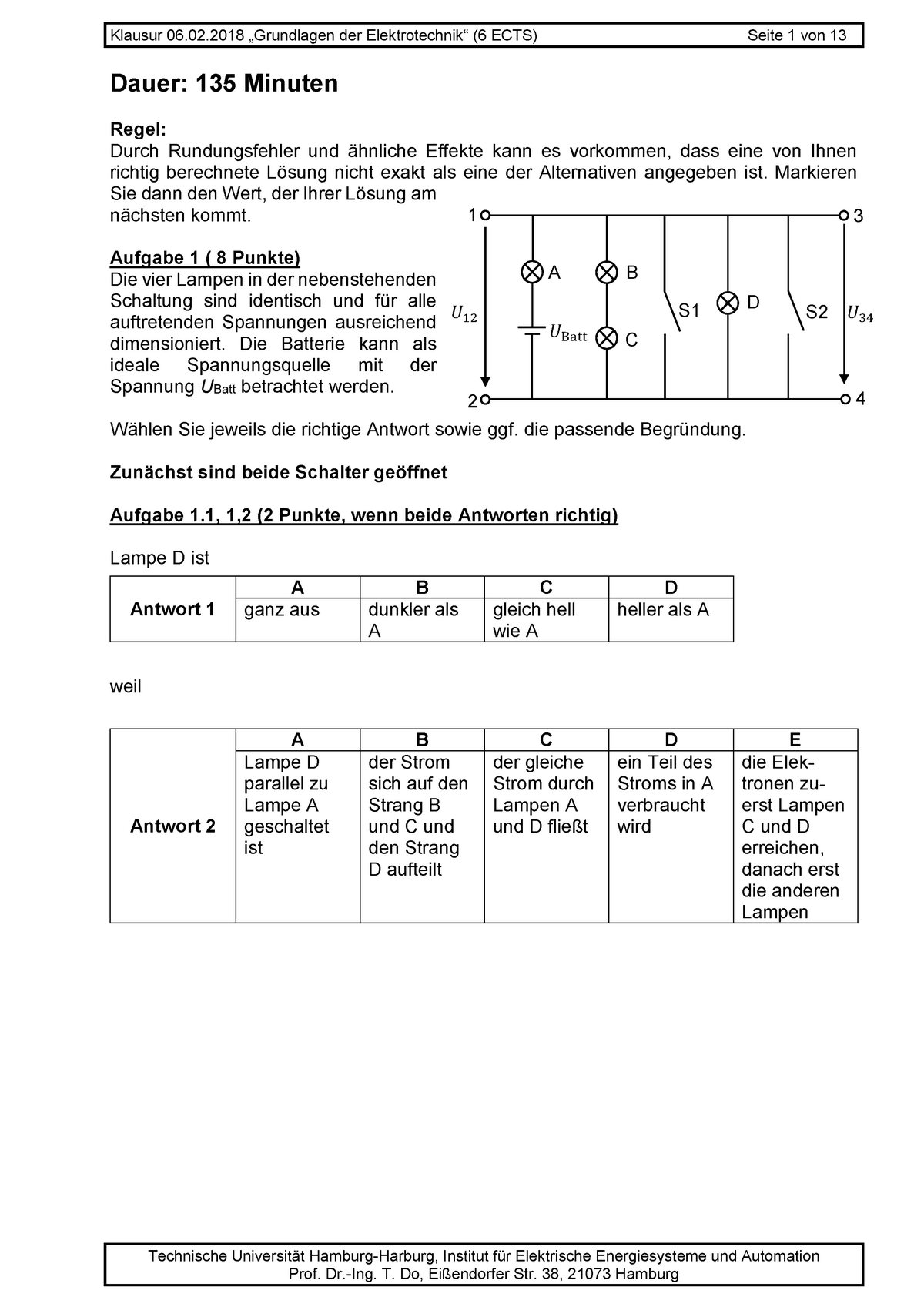 Grundlagen Der Elektrotechnik 2018 - Technische Universität Hamburg ...