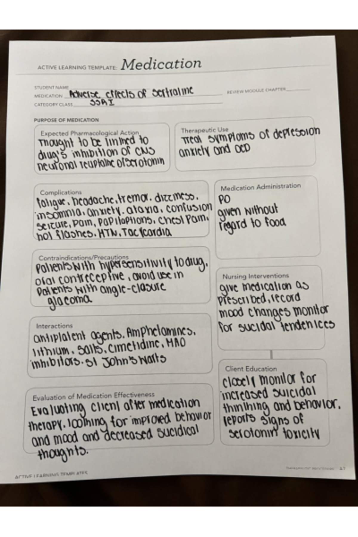 ATI assignments - ACTIVE LEARNING Medication TEMPLATE: STUDENT NAME ...