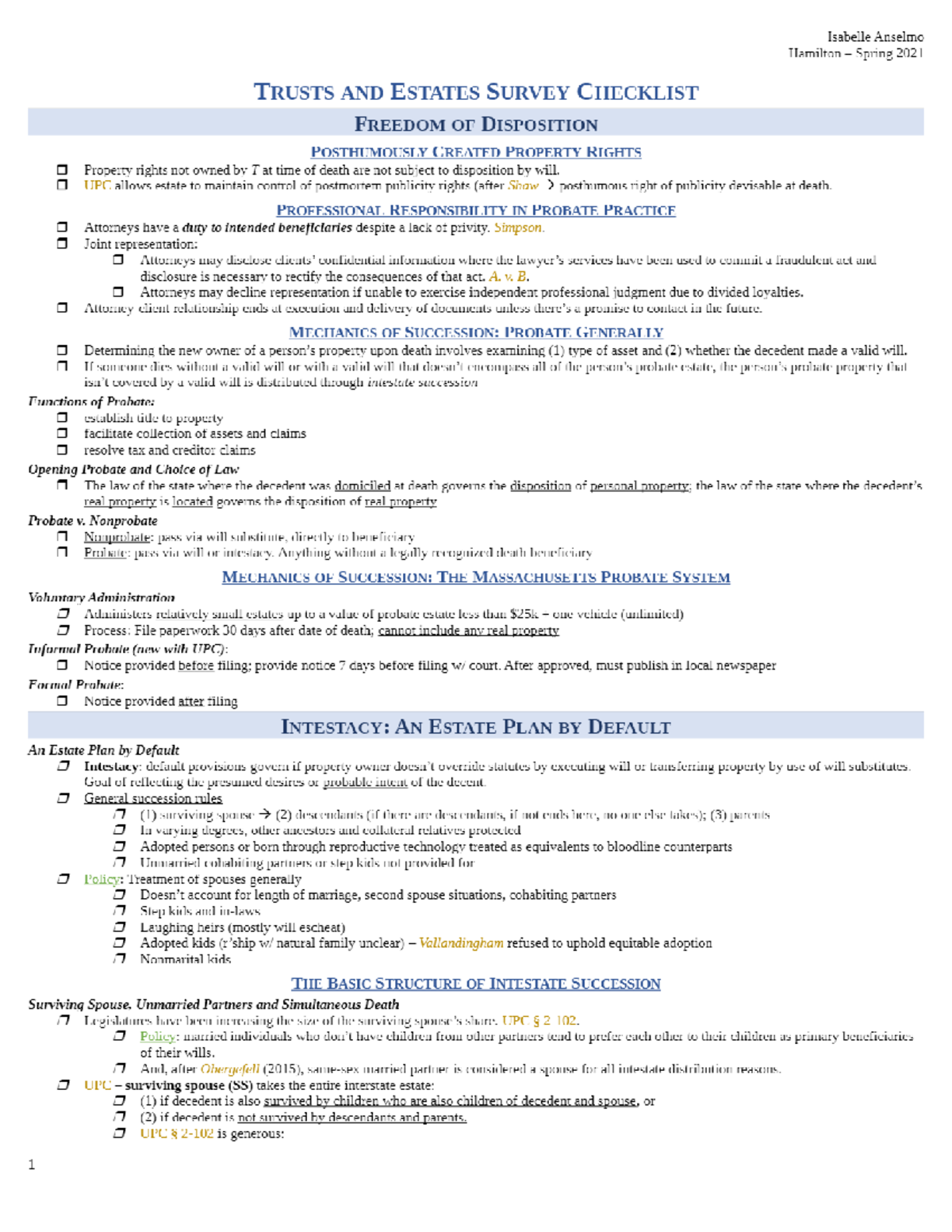 Trusts Checklist - RM-01SOM-Mar - Studocu