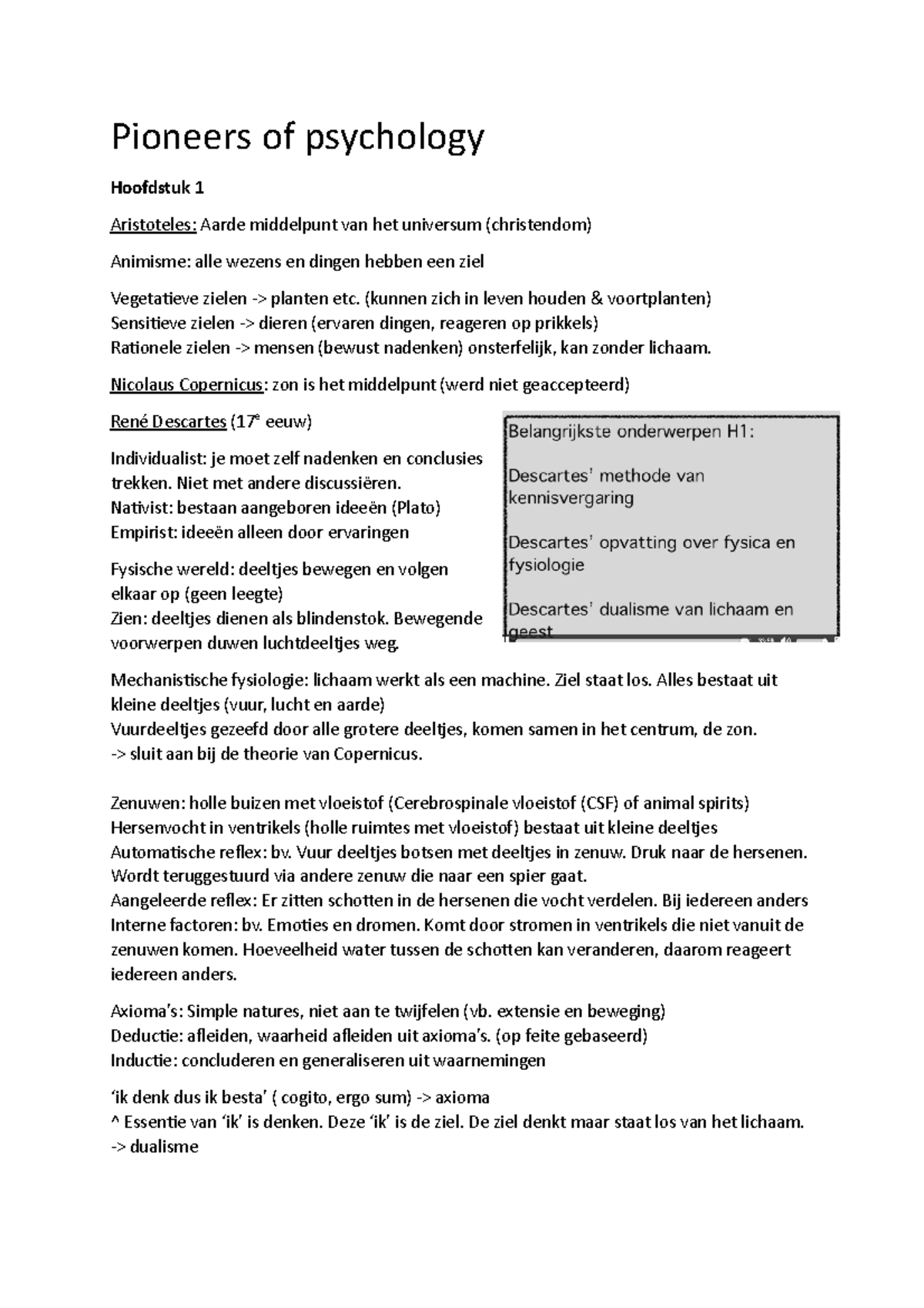 Samenvatting Inleiding En Geschiedenis Van De Psychologie - Hoofdstuk 1 ...