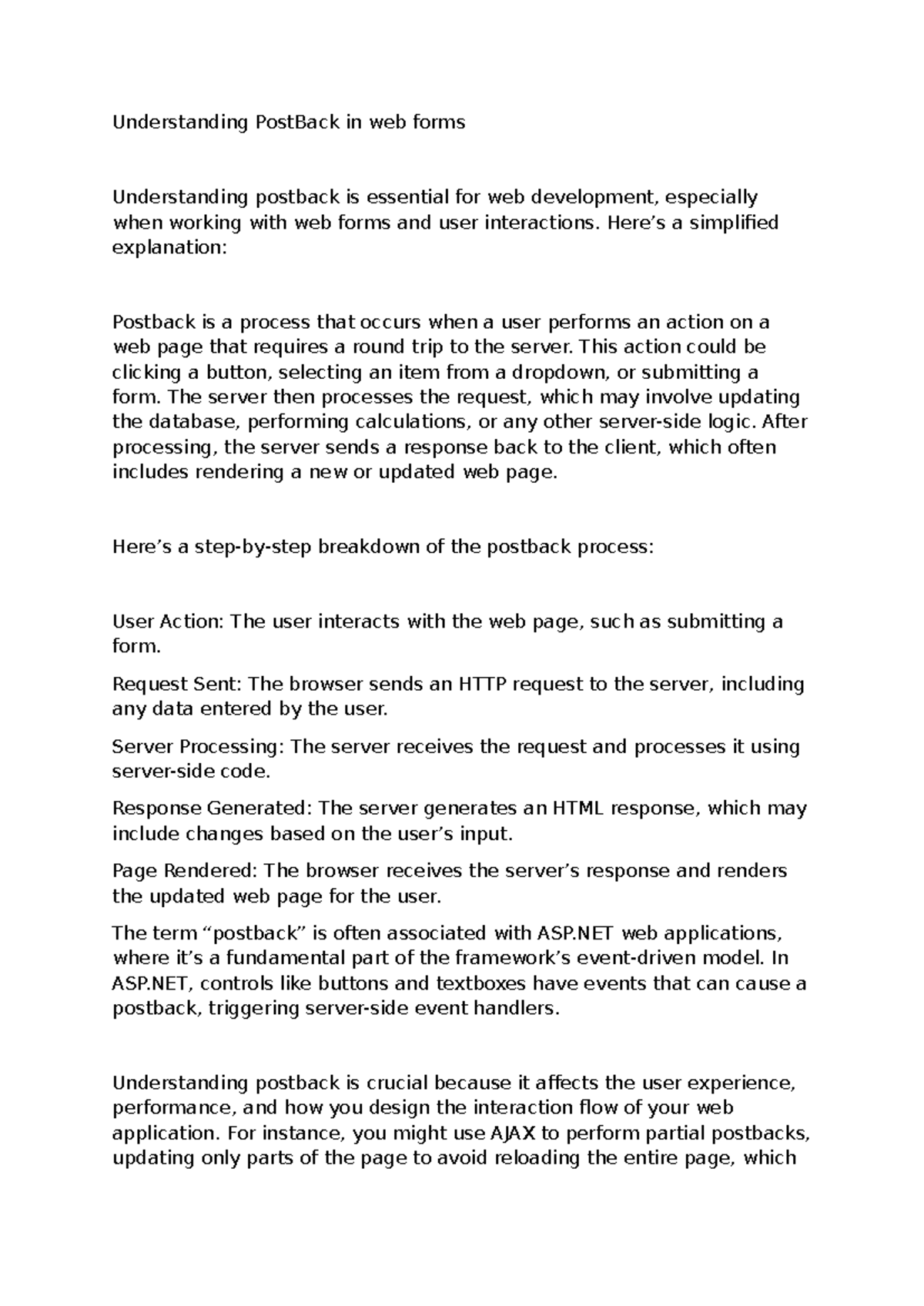 Understanding Post Back in web forms - Understanding PostBack in web ...