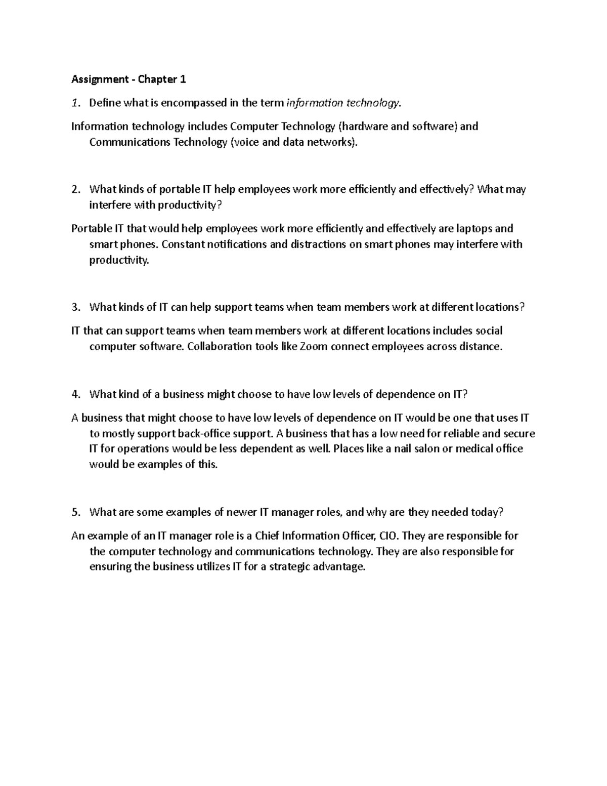 Assignment - Chapter 1 - Define what is encompassed in the term ...