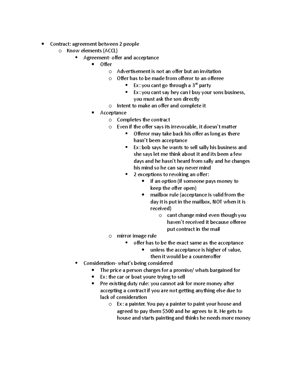 Elements of a Contract: Offer Acceptance Consideration Capacity ...