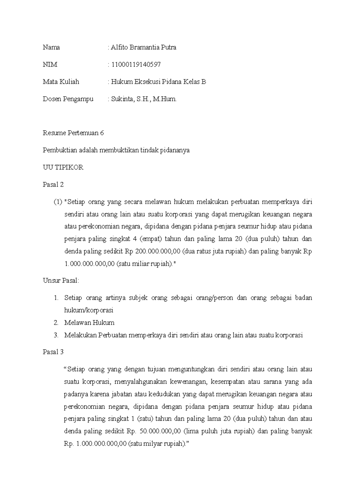 Resume 6 Hukum Pembuktian Kelas B - Nama : Alfito Bramantia Putra NIM ...