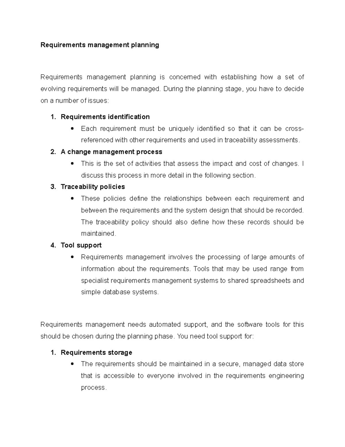 Requirements management planning - Requirements management planning ...