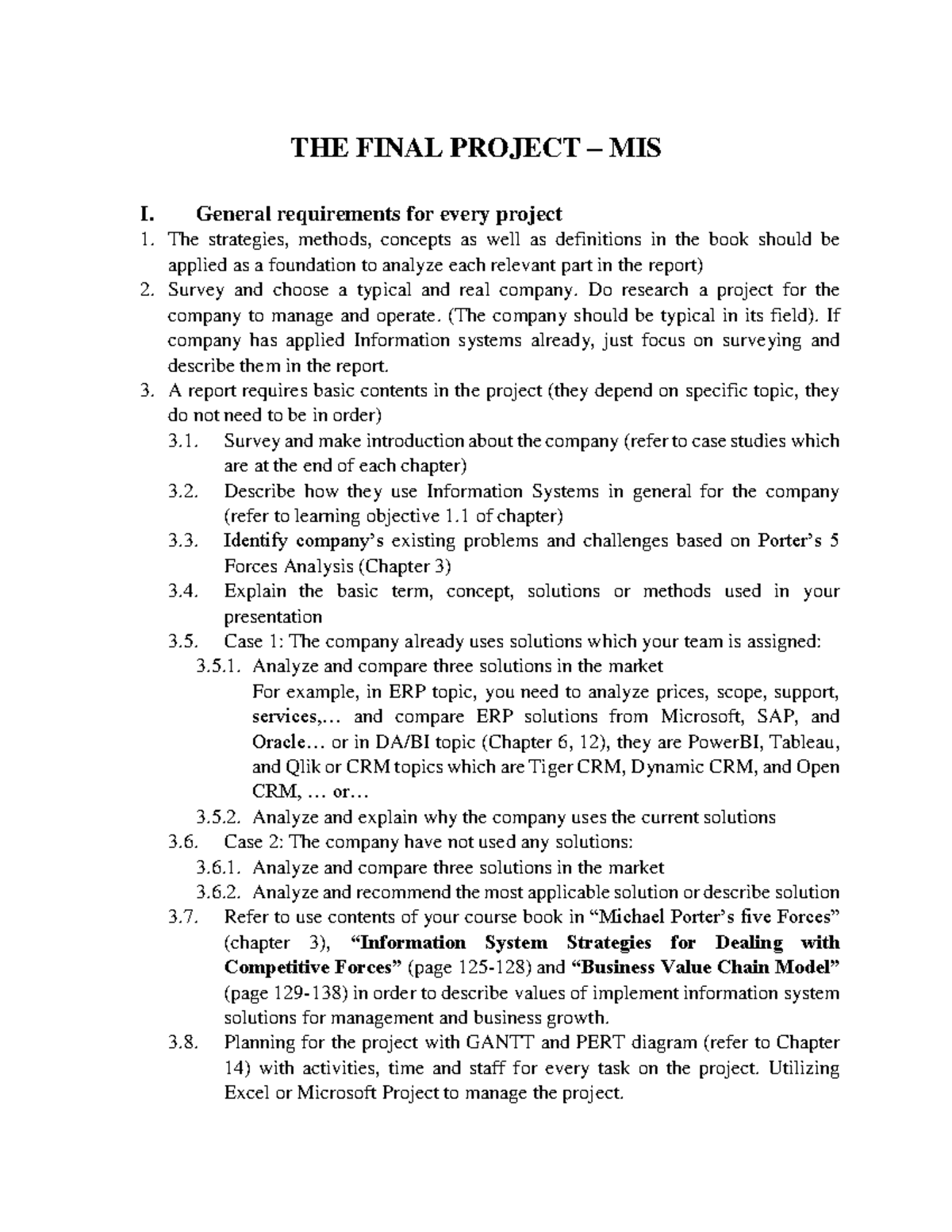 Final Project Requirements - THE FINAL PROJECT – MIS I. General ...