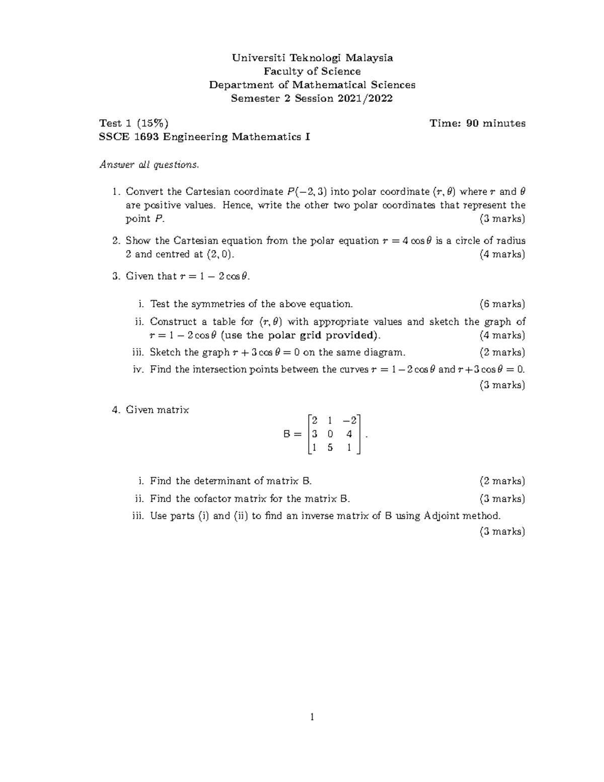 Test1SSCE1693 212202 Q - Universiti Teknologi Malaysia Faculty of ...