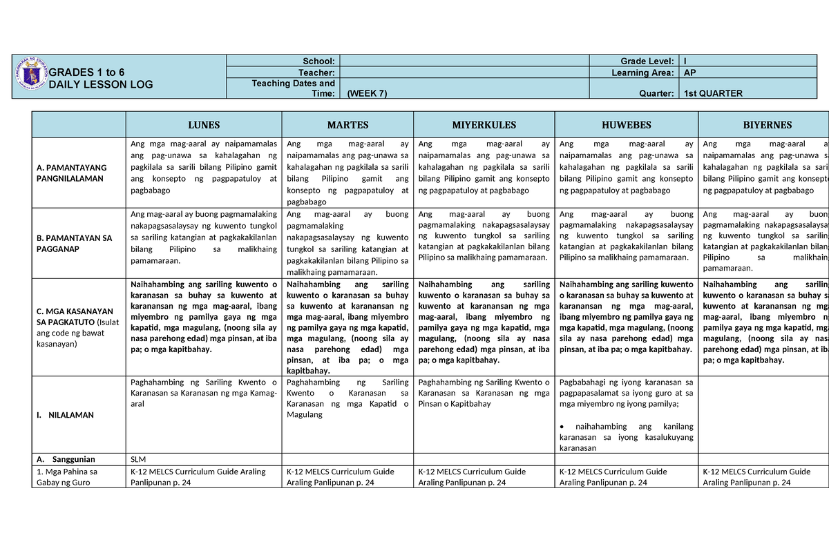 Dll-w7 - Daily Lesson Plan - GRADES 1 To 6 DAILY LESSON LOG School ...