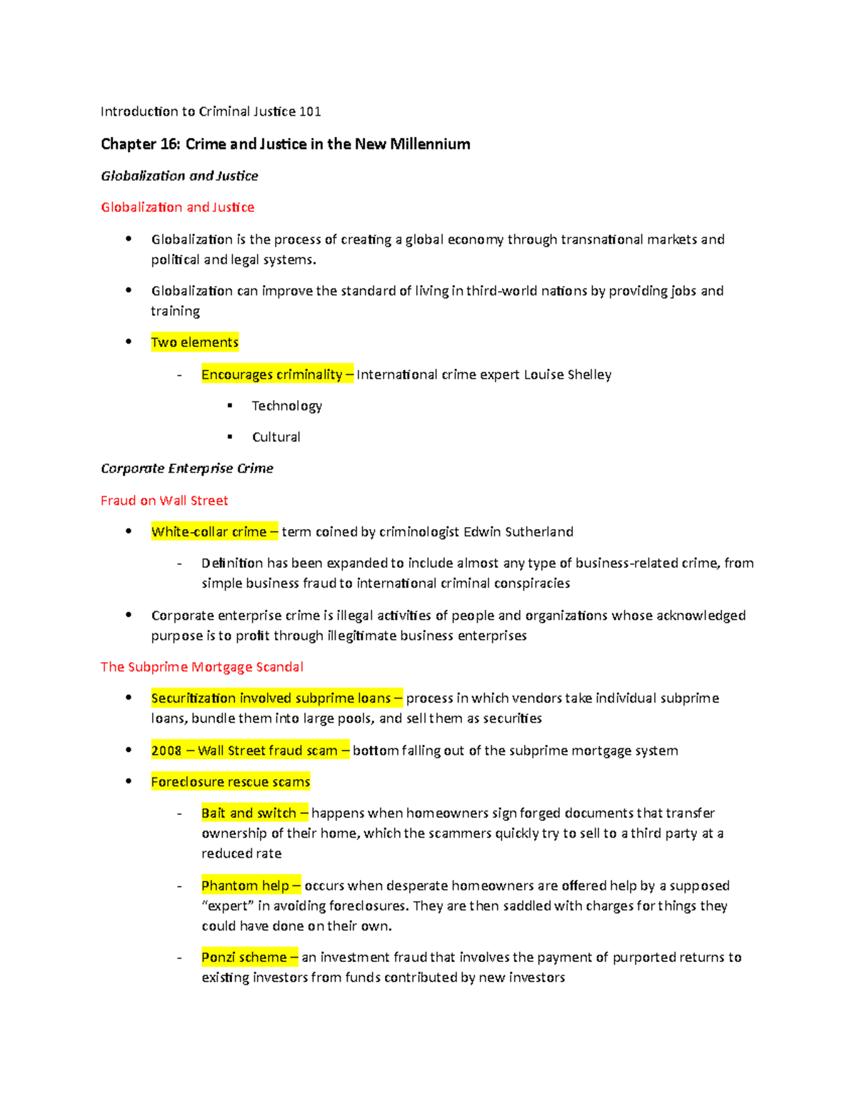 CJ Notes Ch. 16 - kelly roth - Introduction to Criminal Justice 101 ...