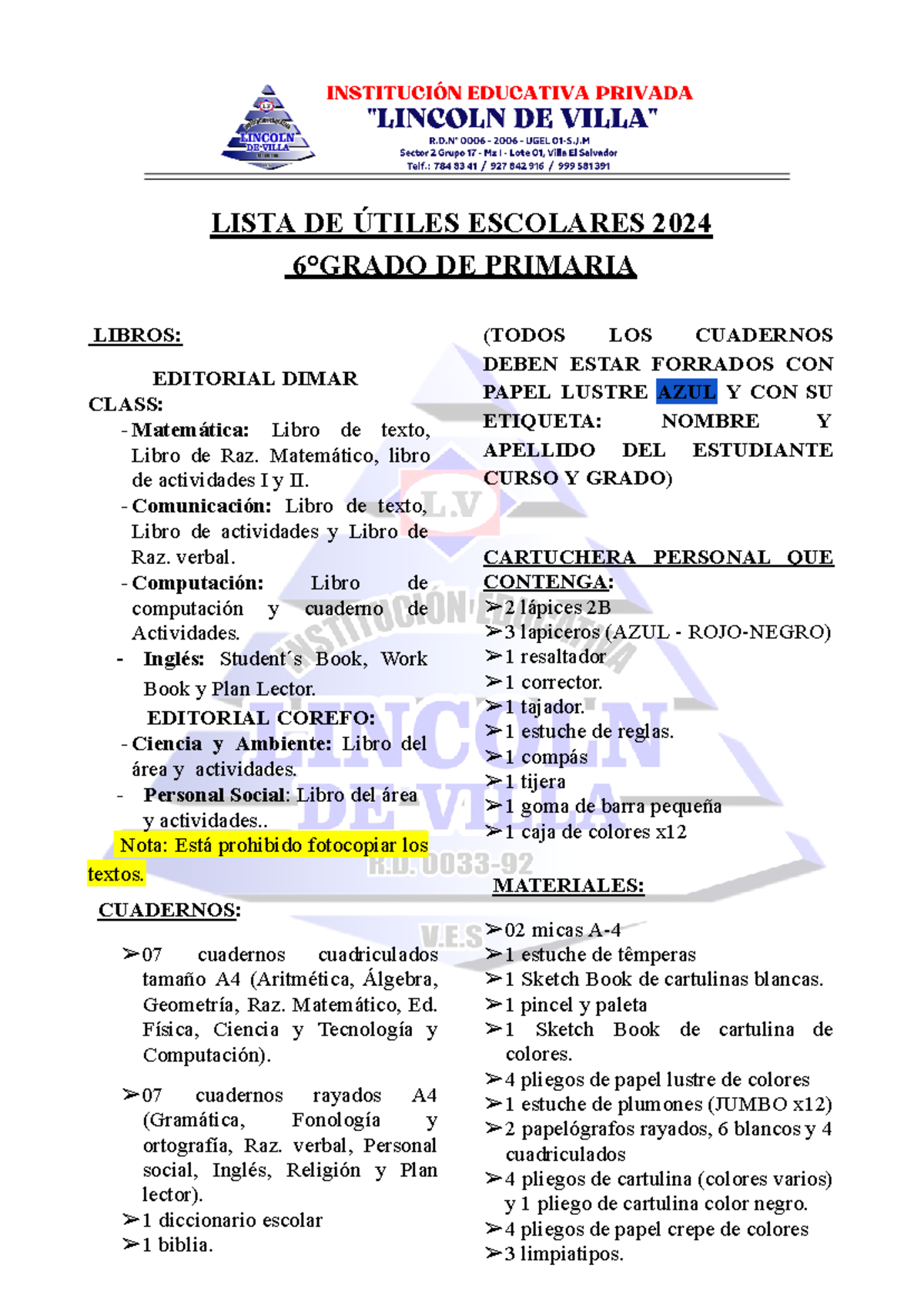 Lista De Utiles 6to Grado 2024 Lista De Útiles Escolares 2024 6°grado De Primaria Libros 0082