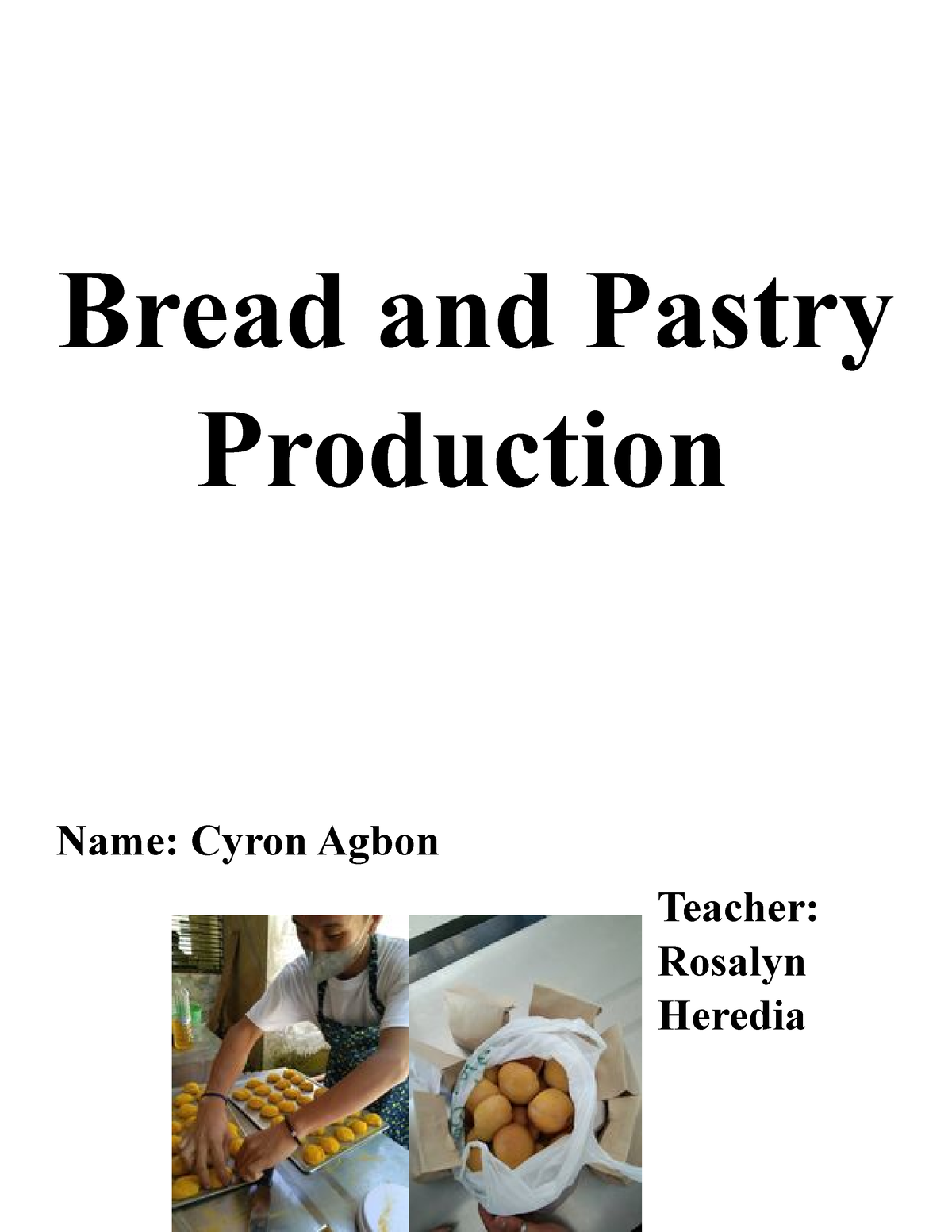 thesis title about bread and pastry