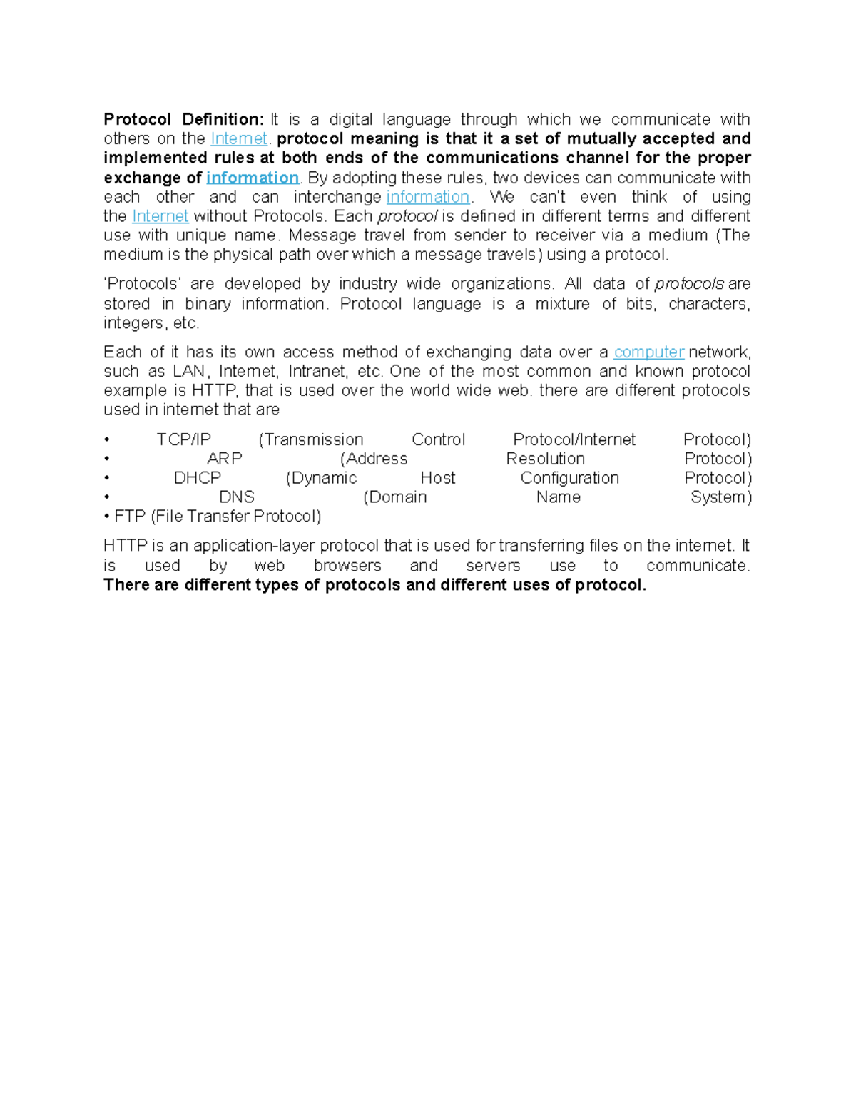Protocol Definition - Data communication - Protocol Definition: It is a ...