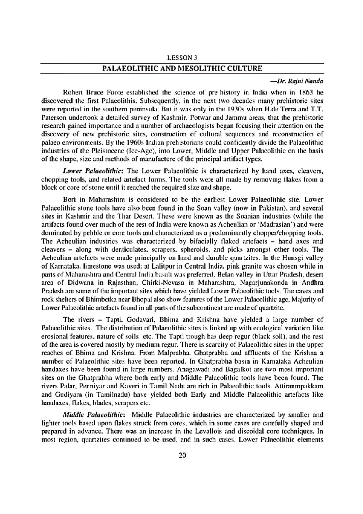 Pdf converted - PALAEOLITHIC AND MESOLITHIC CULTURE summaries form - BA ...