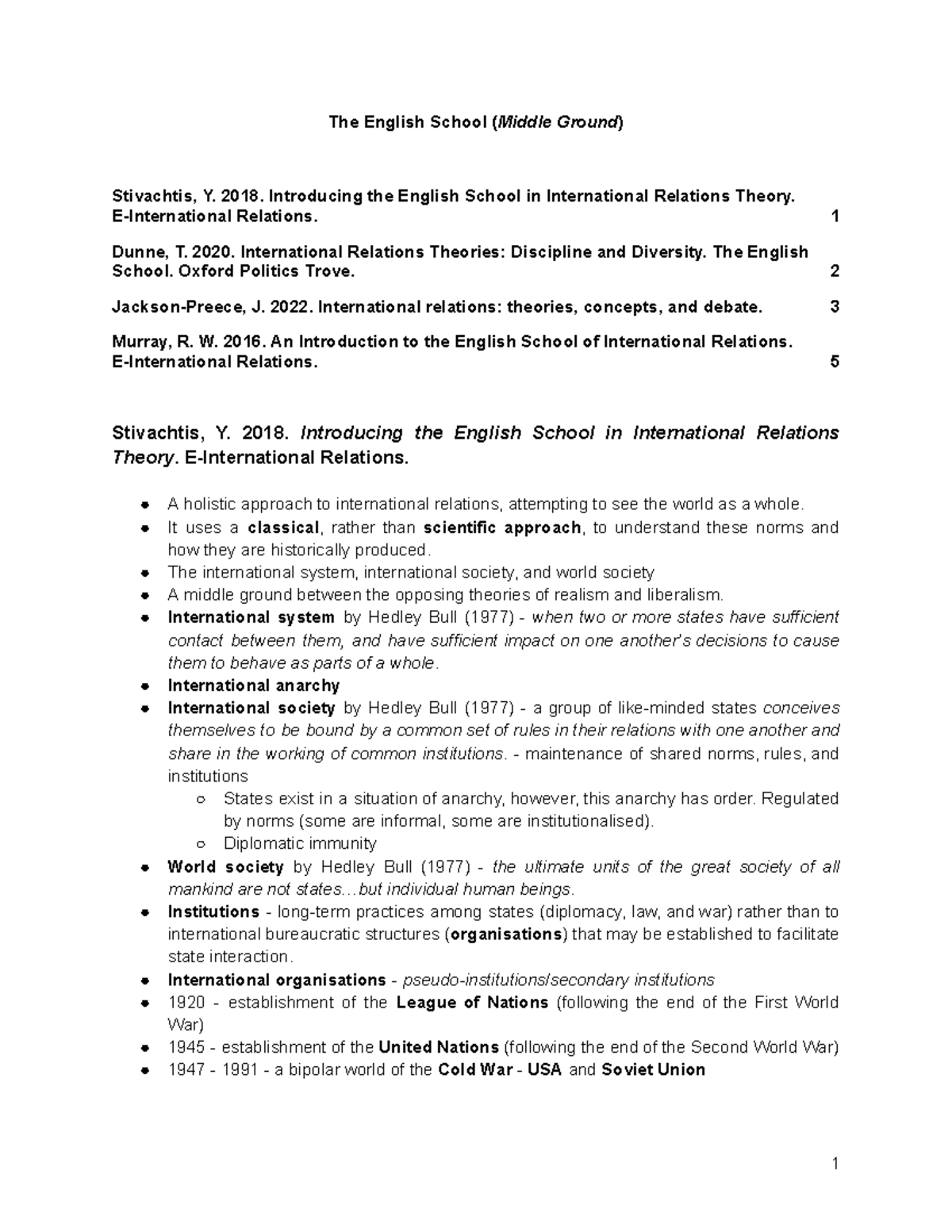 The English School - 2018. Introducing the English School in ...