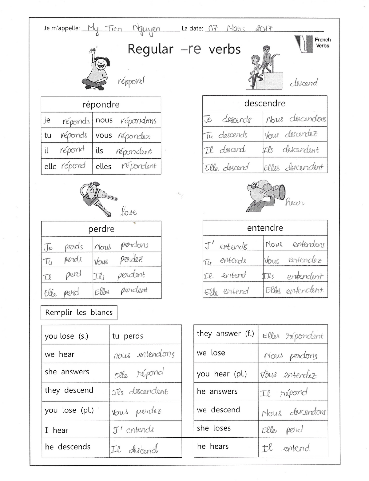 Regular RE Verbs - FRE 1010 - Studocu