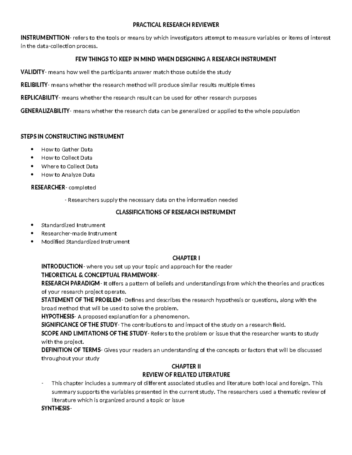 Practical Research Reviewer - PRACTICAL RESEARCH REVIEWER ...
