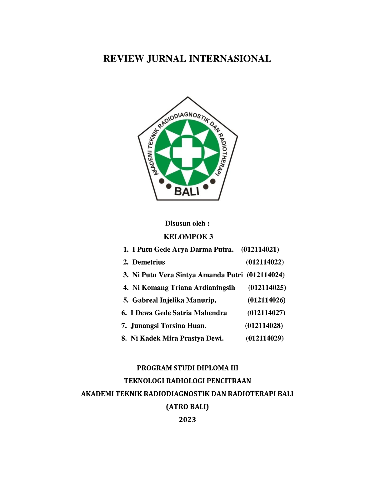 Review Jurnal - REVIEW JURNAL INTERNASIONAL Disusun Oleh : KELOMPOK 3 1 ...