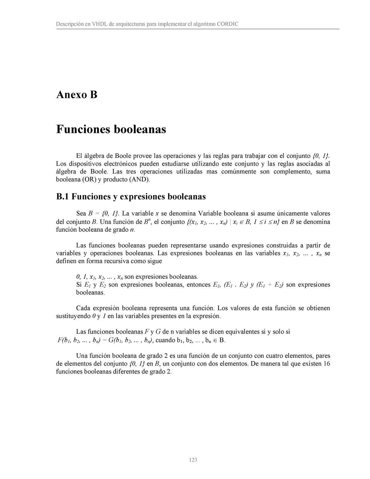 B - Funciones Booleanas - Anexo B Funciones Booleanas El ·lgebra De ...