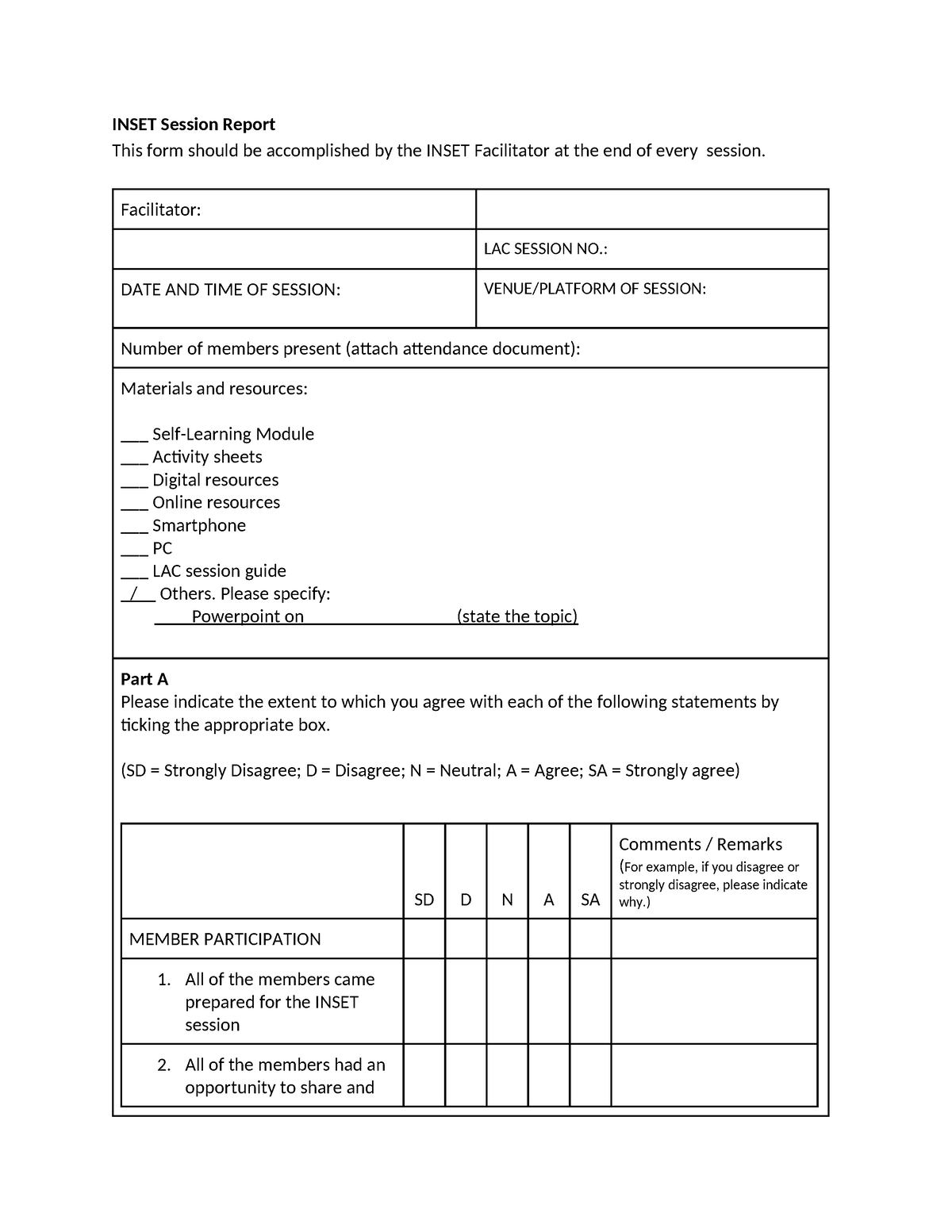 Form-3 - INSET Session Report This form should be accomplished by the ...