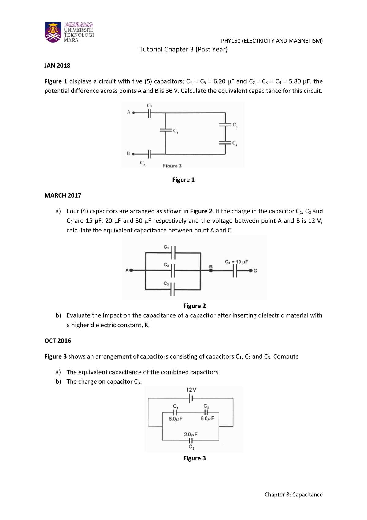 PHY150 CHAPTER 3 TUTORIAL + ANSWER - PHY150 (ELECTRICITY AND MAGNETISM ...
