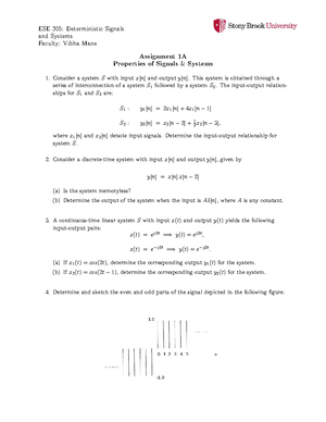 Assignment 1ASolution - ESE 305: Deterministic Signals and Systems ...